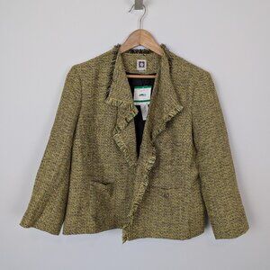 Women's Anne Klein Yellow Combo Blazer Jacket Fringe sz L
